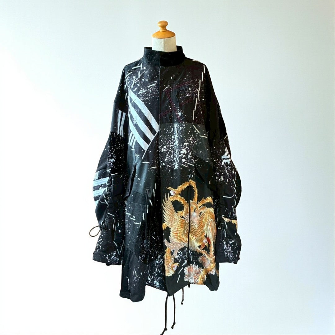 Zivun Kimono-Mix Reconstructed Mods Coat One-of-a-Kind Unisex Japanese Outerwear