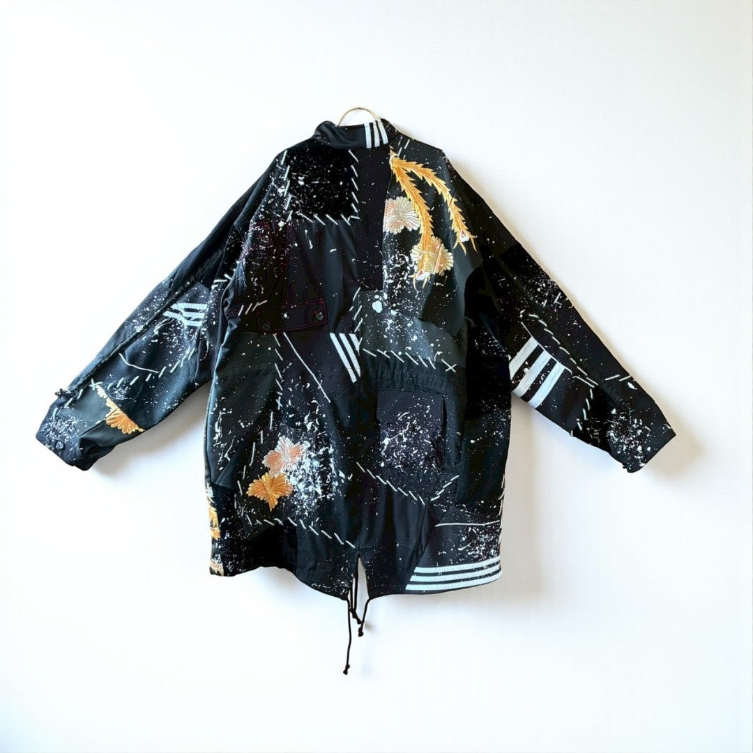 Zivun Kimono-Mix Reconstructed Mods Coat One-of-a-Kind Unisex Japanese Outerwear