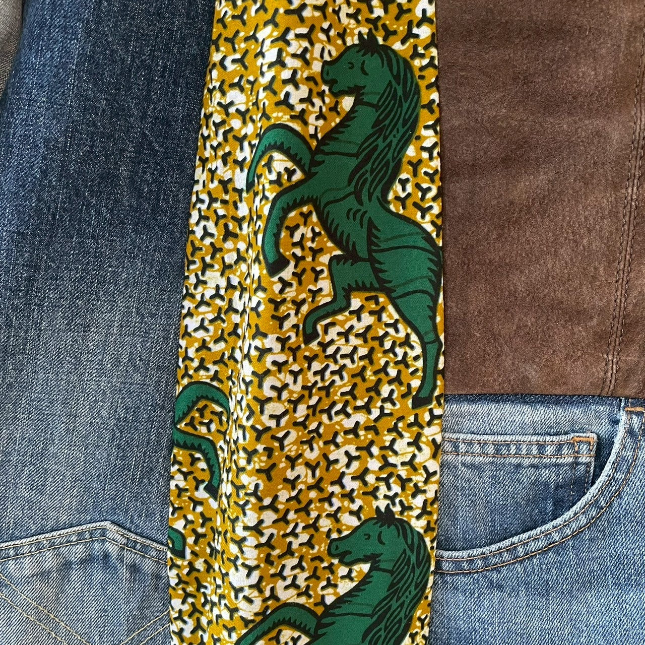 african print rebuild denim pants reconstructed remake denim pants wide