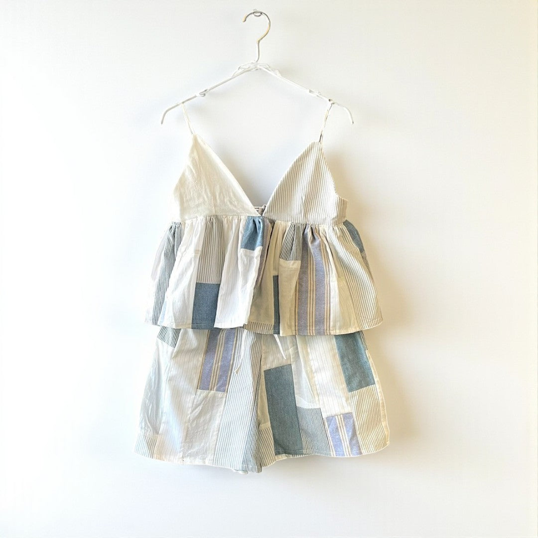 Reconstructed Patchwork Short Pants Upcycled Fabric Unisex One-of-a-kind