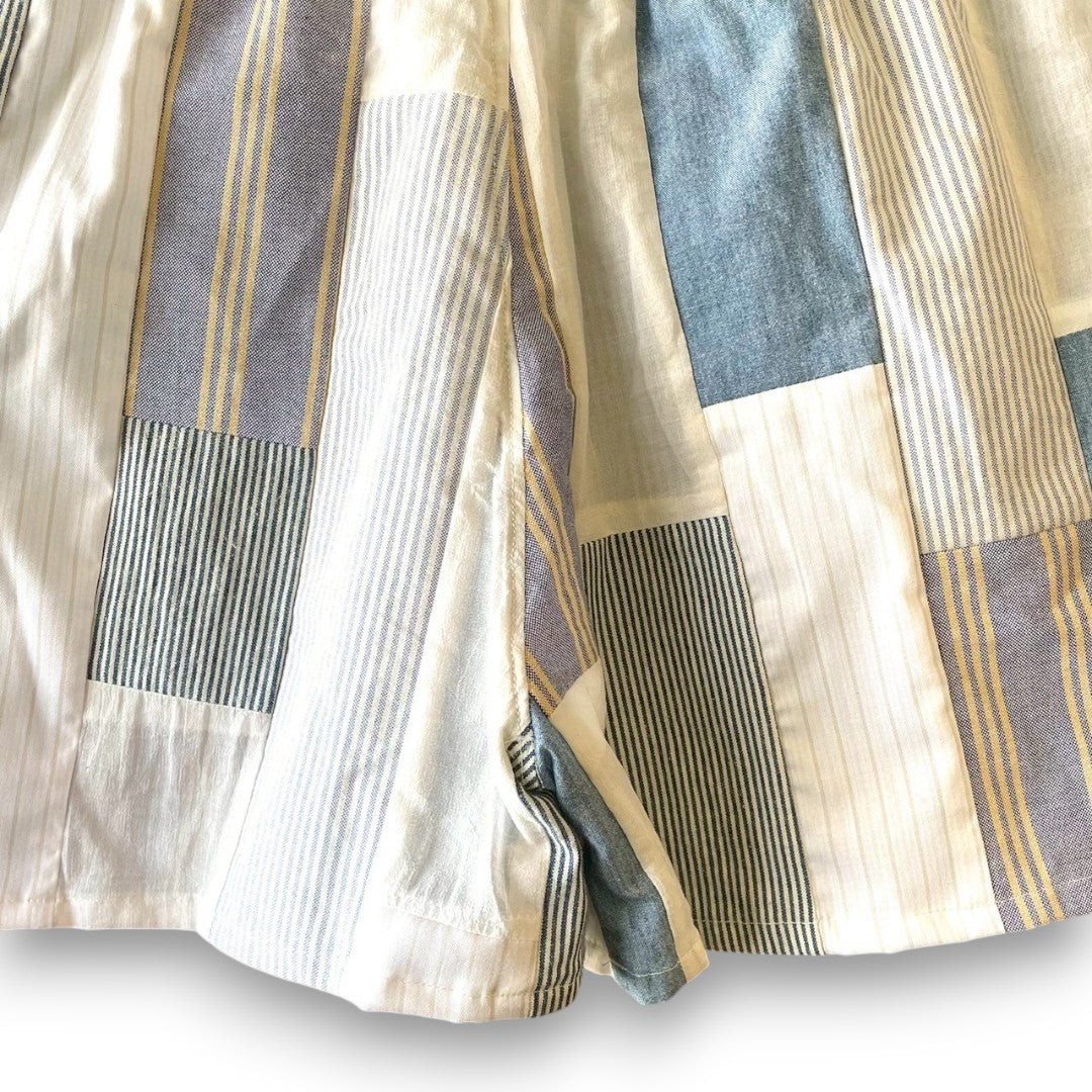 Reconstructed Patchwork Short Pants Upcycled Fabric Unisex One-of-a-kind