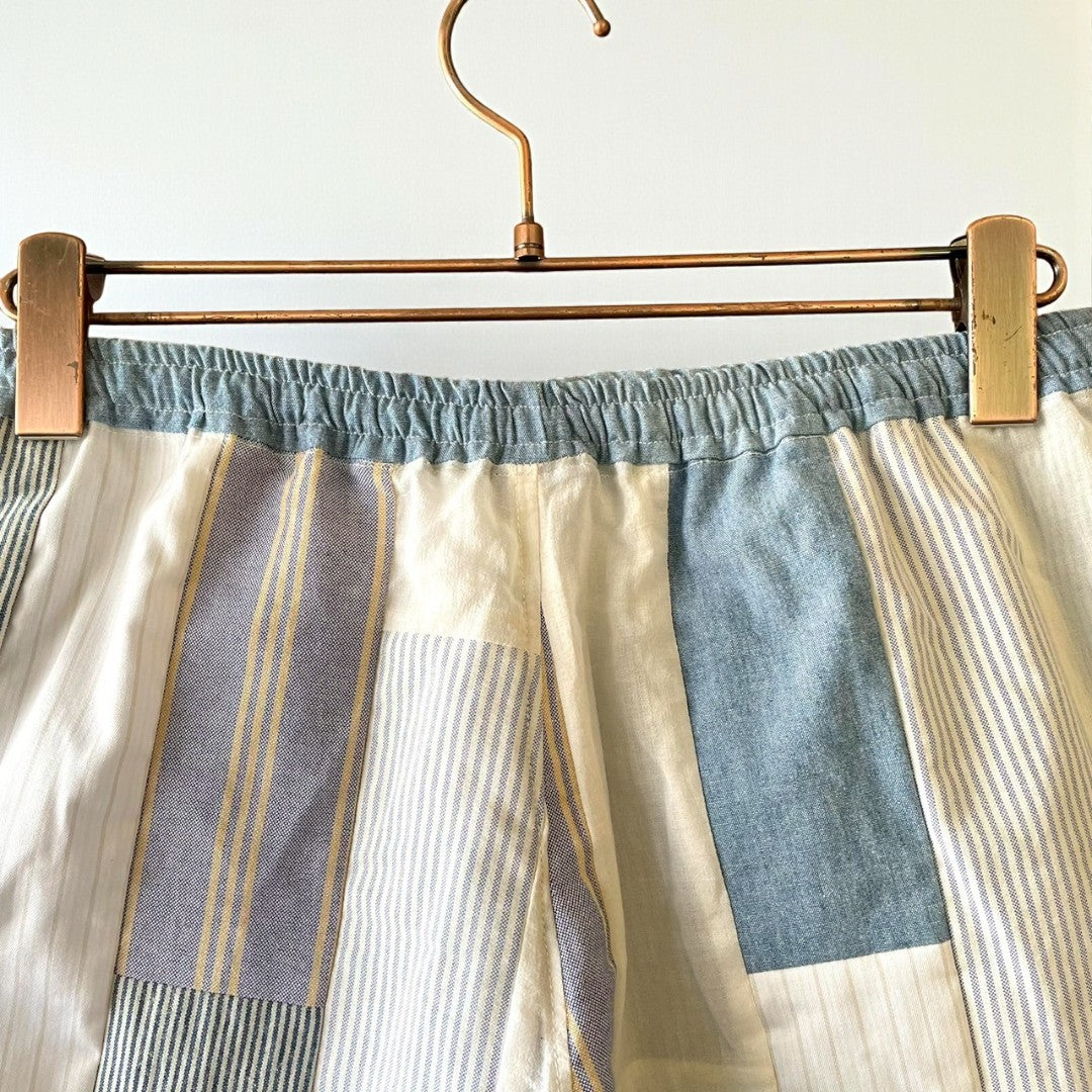 Reconstructed Patchwork Short Pants Upcycled Fabric Unisex One-of-a-kind