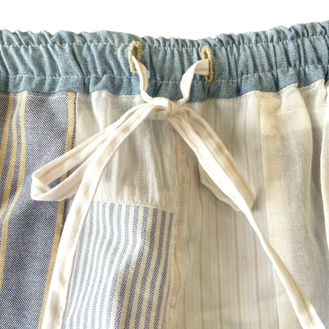 Reconstructed Patchwork Short Pants Upcycled Fabric Unisex One-of-a-kind