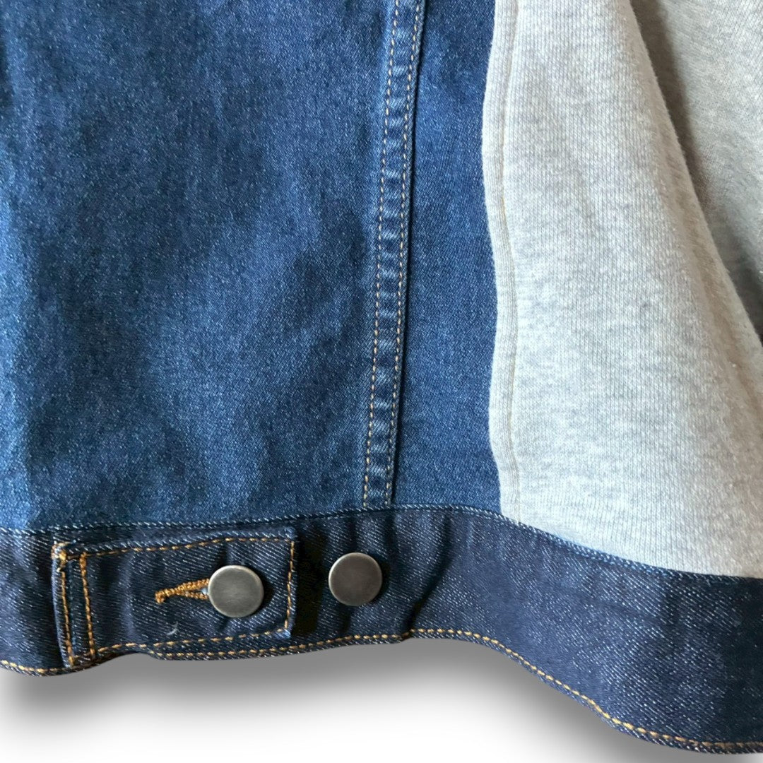 Reconstructed Denim Jacket Denim × Sweat × Check Patchwork One-of-a-kind Unisex zivun by KIHO