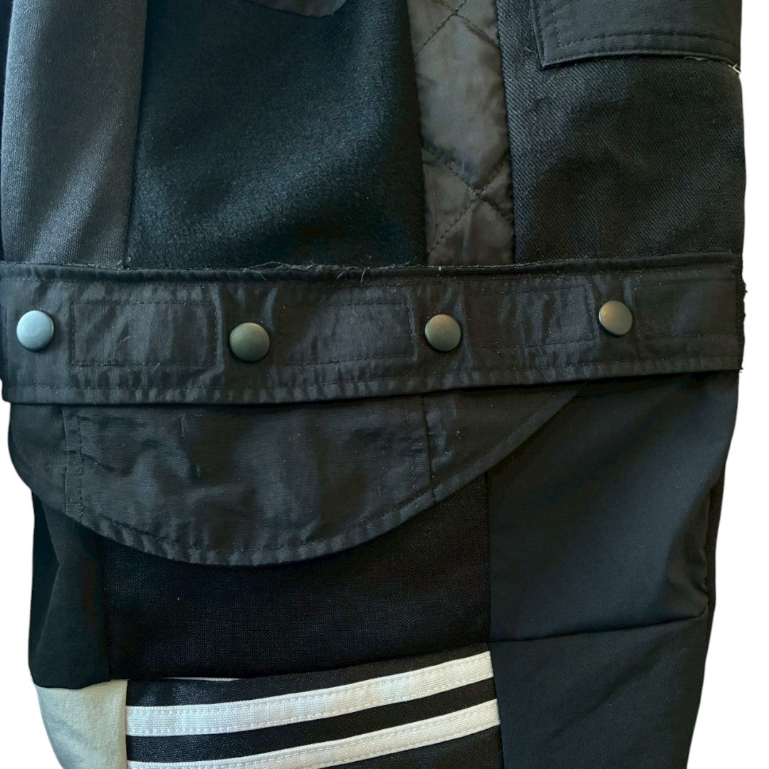 Kurotomesode × Mixed Materials Reconstructed Easy Pants Embroidered Denim & Nylon Mix One-of-a-kind Unisex zivun