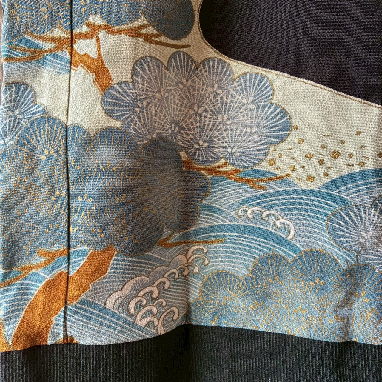 Remake Kimono Top – Phoenix and Pine Embroidery from Kurotomesode
