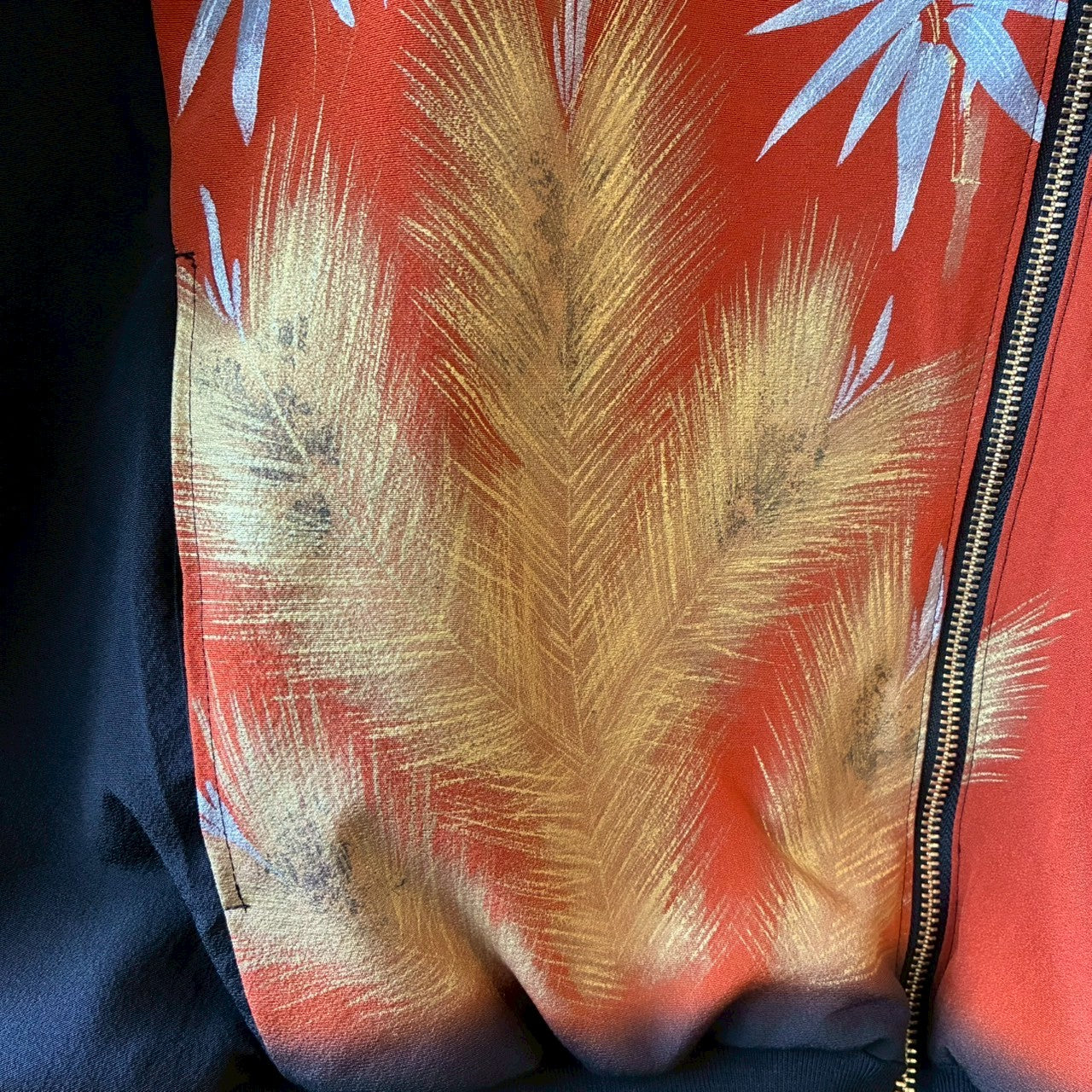 Kurotomesode & Obi Reconstructed Hoodie with Bamboo & Pine Pattern One-of-a-kind Unisex zivun