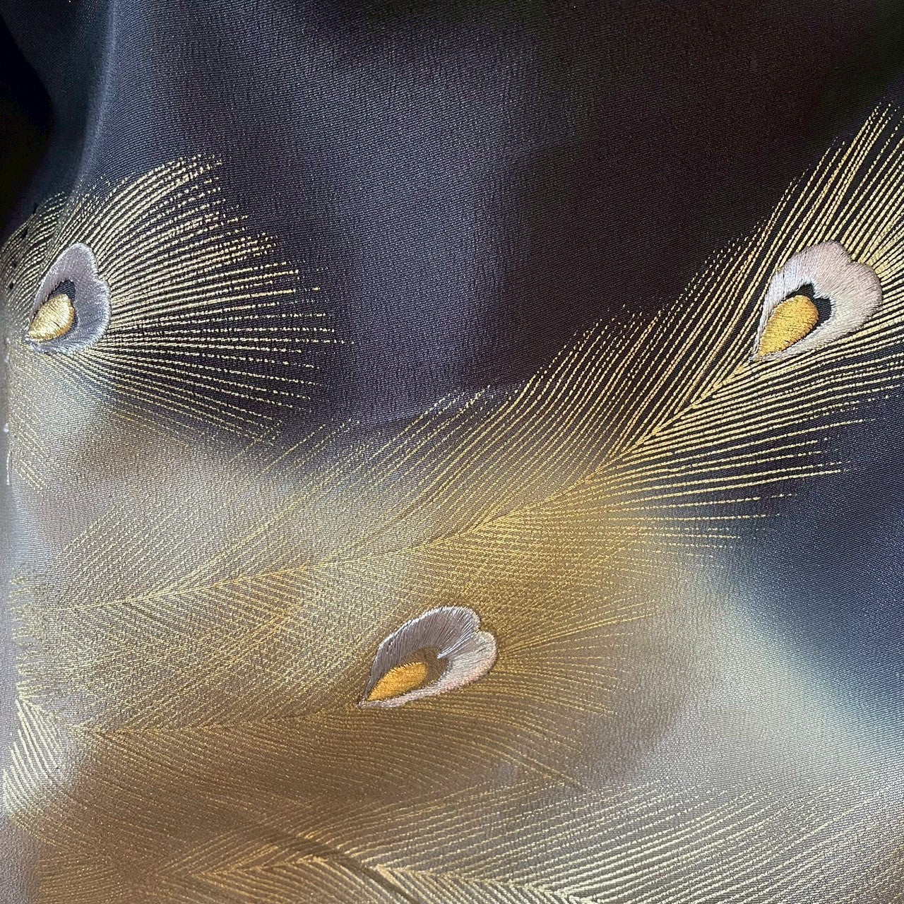 Kurotomesode Reconstructed Balloon Jacket Peacock Embroidery Draped Silhouette One-of-a-kind Unisex zivun
