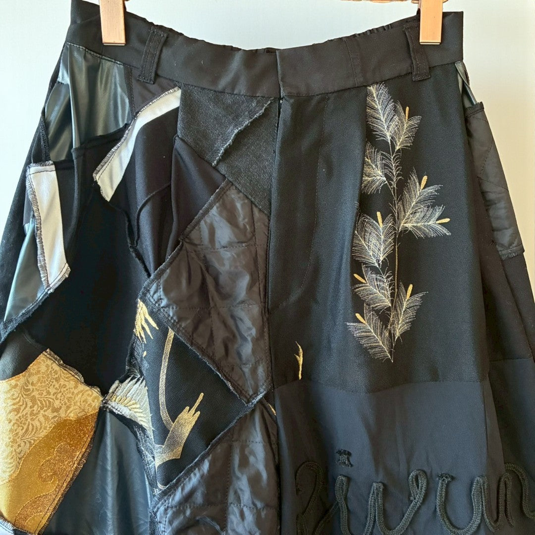 Kurotomesode × Vintage Upcycled Wide Pants Handmade Reconstructed One-of-a-Kind Unisex