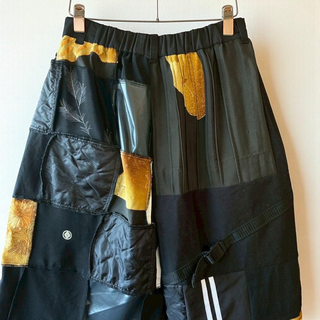 Kurotomesode × Vintage Upcycled Wide Pants Handmade Reconstructed One-of-a-Kind Unisex