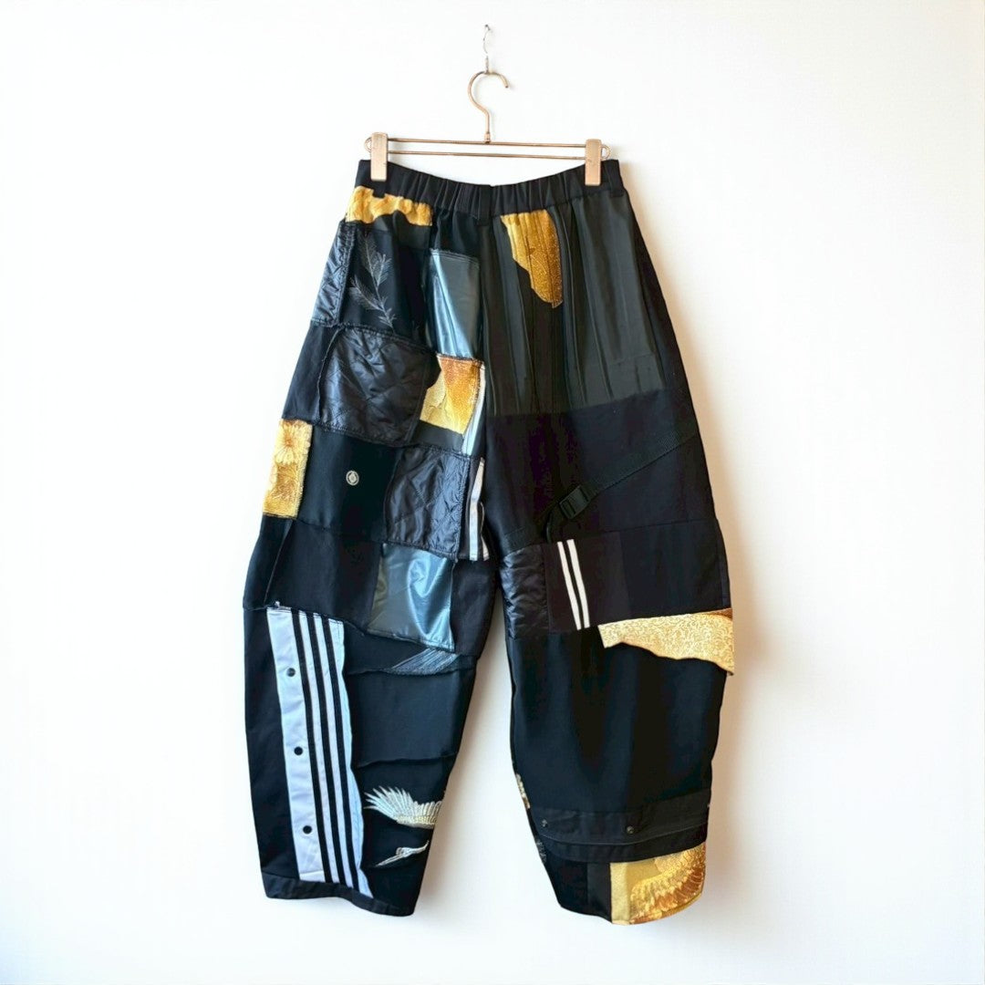 Kurotomesode × Vintage Upcycled Wide Pants Handmade Reconstructed One-of-a-Kind Unisex