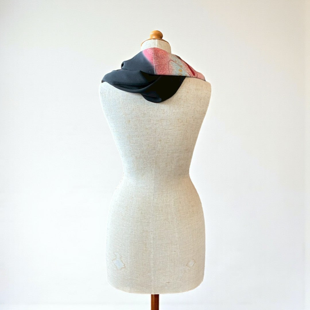 Remake Kuromontsuki Kimono Stole – Gosho-Guruma & Flowing Water Motif