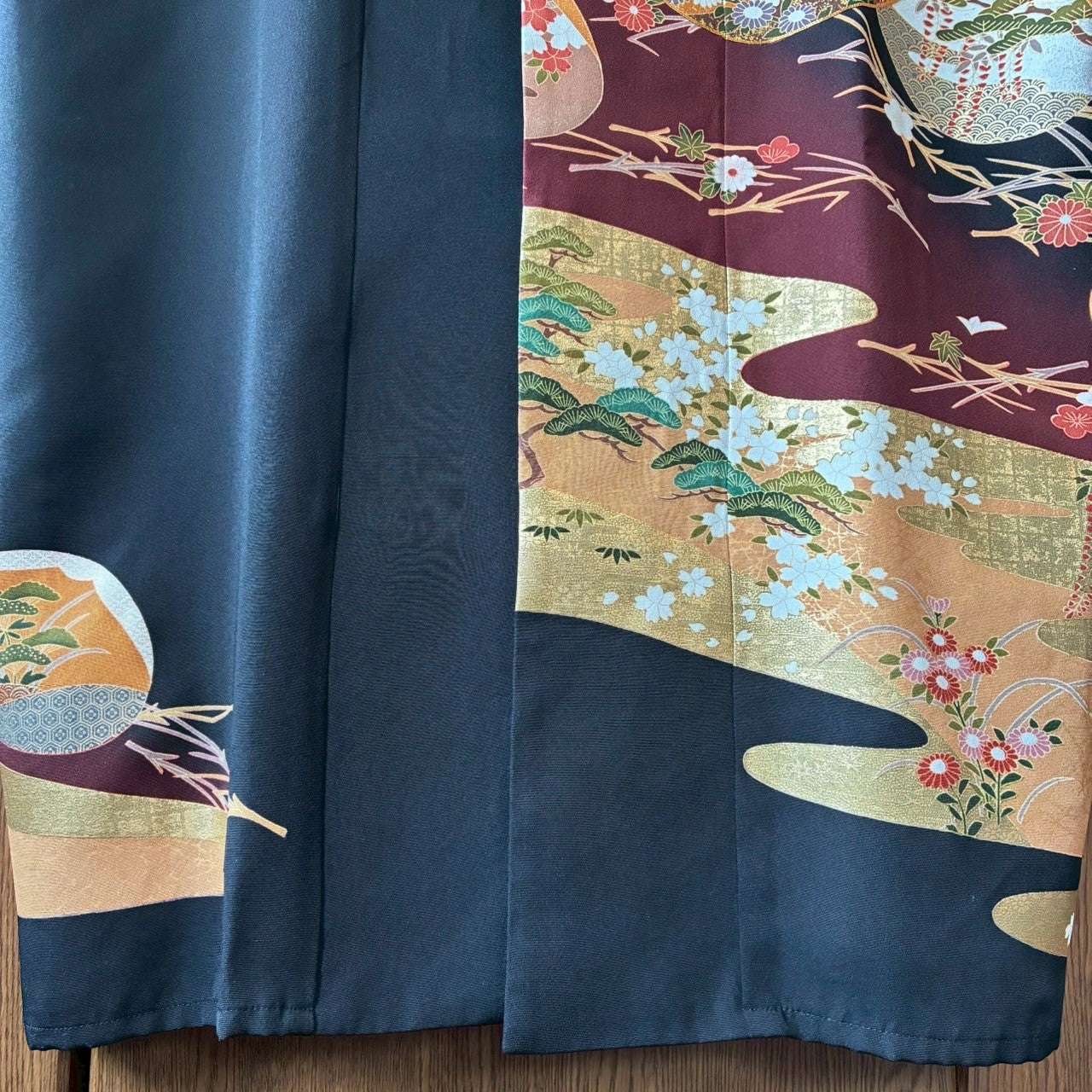 One-of-a-Kind Kimono Remake Long Coat – Reconstructed from Vintage Black Tomesode