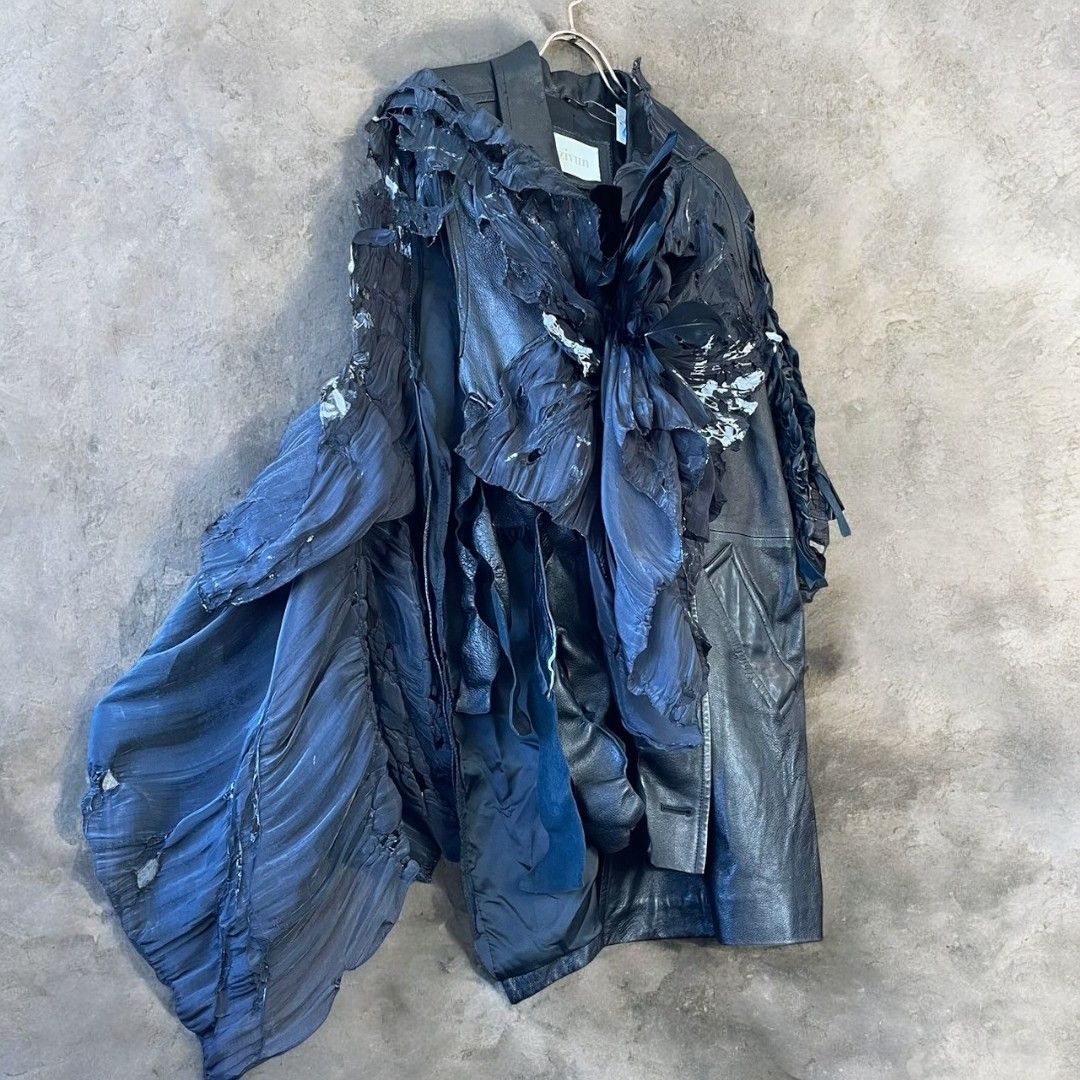 Leather jacket for women, remade, painted, black, Ao Miyasaka recollect Ariake Garden store