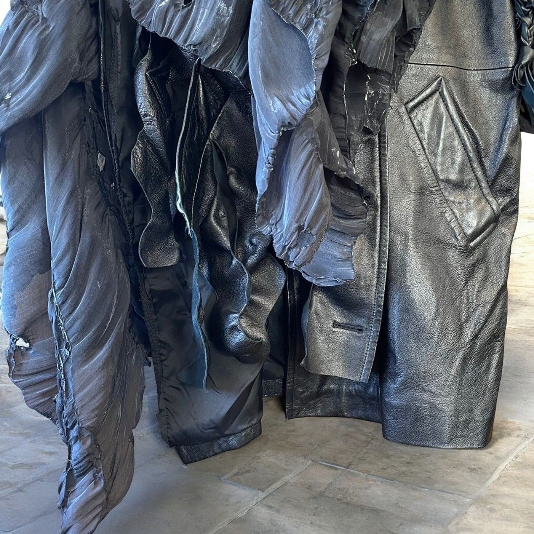 Leather jacket for women, remade, painted, black, Ao Miyasaka recollect Ariake Garden store