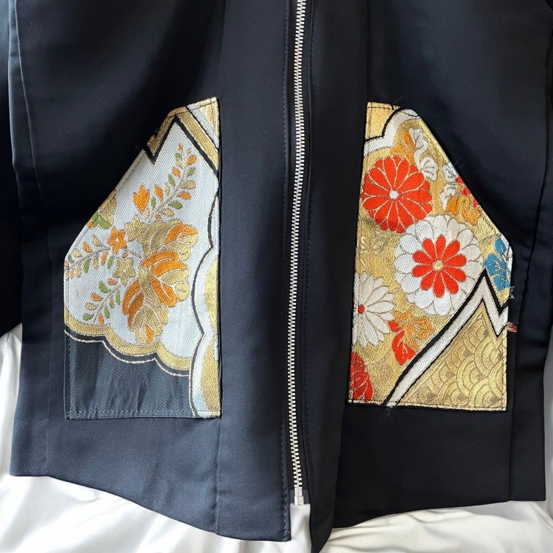 Hoodie Parka Kimono Obi Zip Women's Men's Oversized Remake Kimono Hoodie 2 Black Recollect Ariake Garden Store