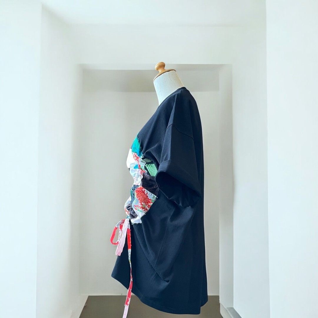 T-shirts for women, men, unisex, oversized, remade, reconstructed, black, recollect Ariake Garden Store