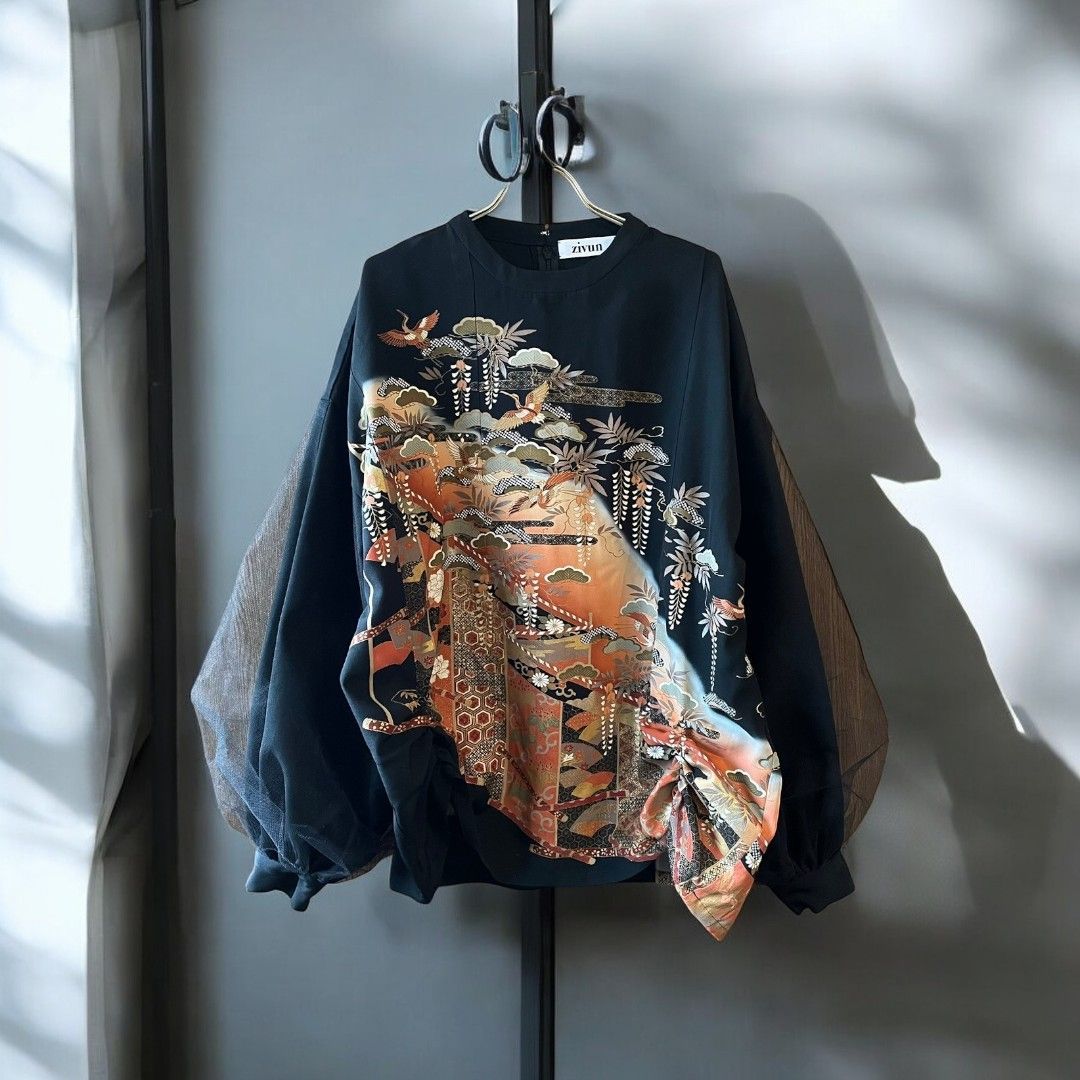kimono tulle blousse 有明ガーデンrecollect店 着物 ブラウス シャツ チュール 再構築 リメイク remake ktb0003