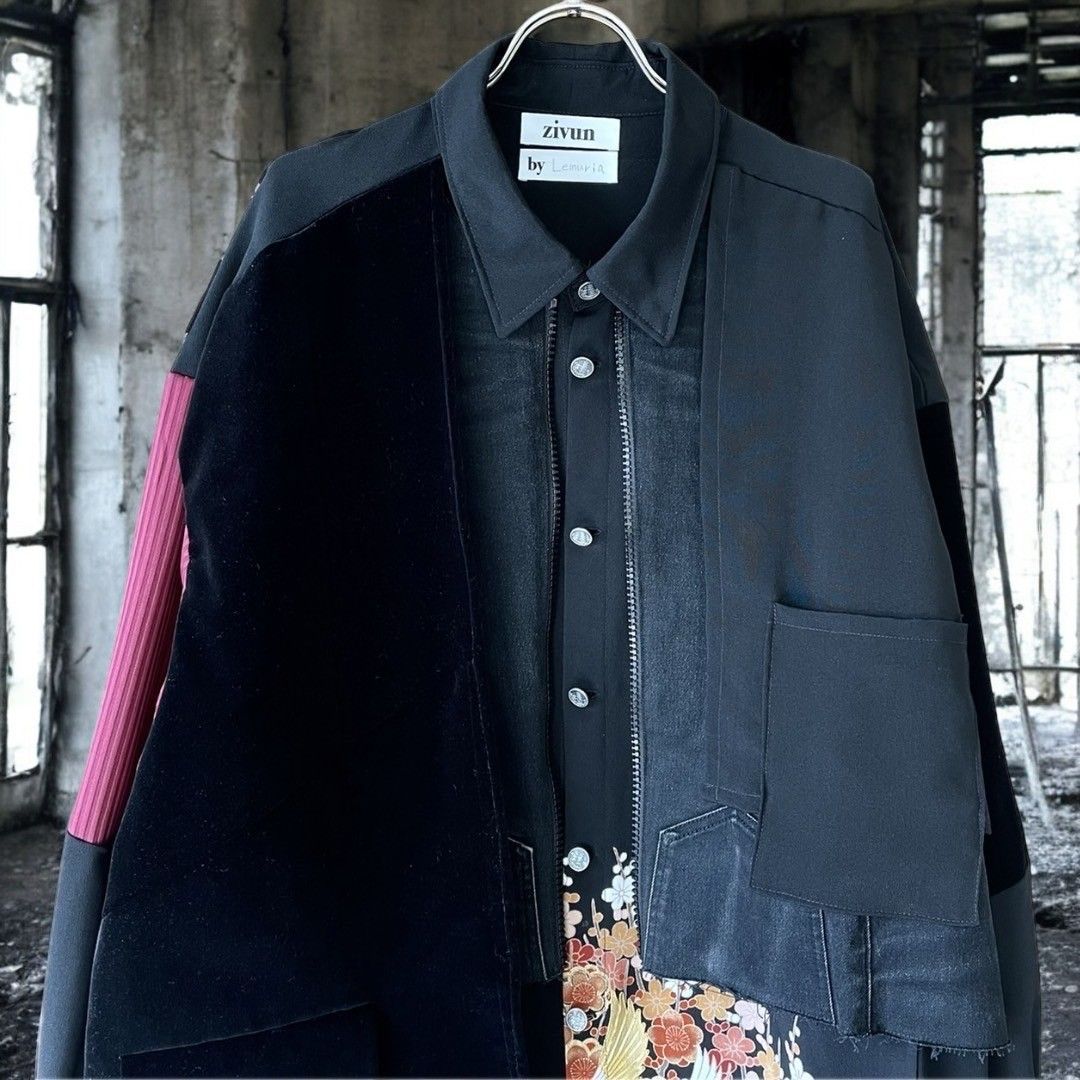 kimono long shirt 有明ガーデンrecollect店 着物 ロングシャツ シャツ シャツコート コート リメイク remake 再構築 黒留袖