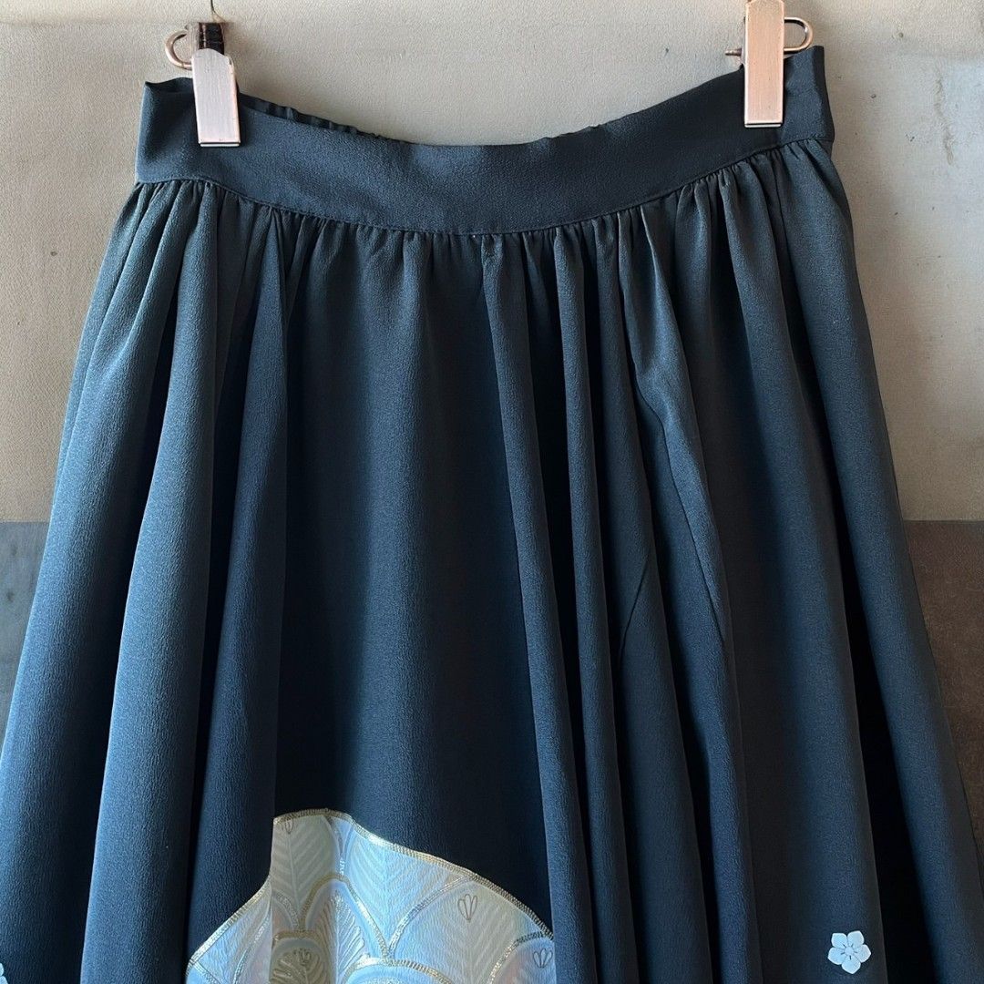 ロングスカート レディース リメイク 着物 黒留袖 黒 ブラック kimono balloon skirt バルーンスカート recollect有明ガーデン店