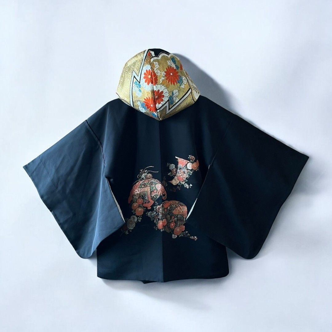 Hoodie Parka Kimono Obi Zip Women's Men's Oversized Remake Kimono Hoodie 2 Black Recollect Ariake Garden Store