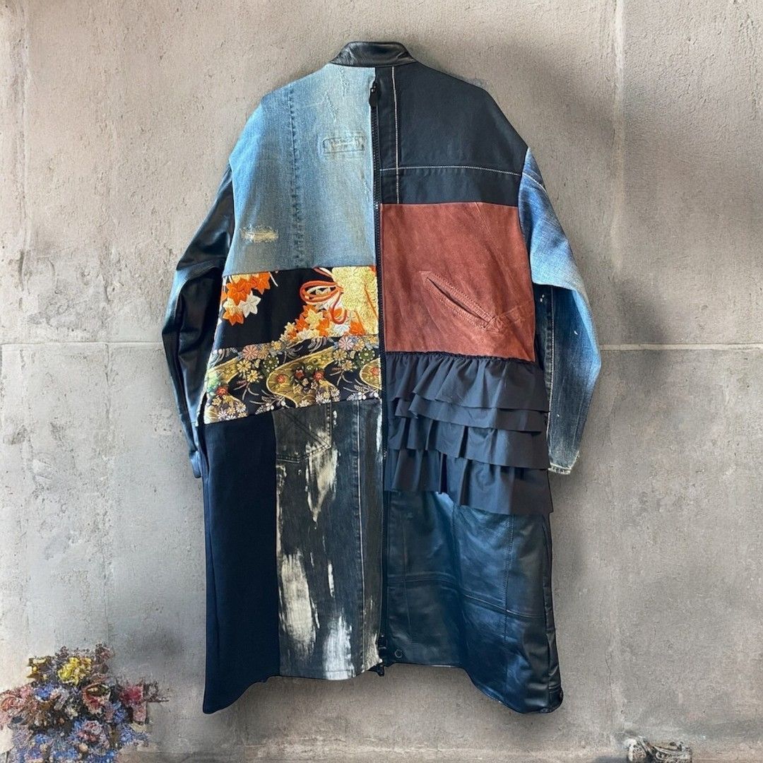 kimono obi leather coat 有明ガーデンrecollect店 着物 帯 レザー コート デニムコート 再構築 リメイク remake kolc0002
