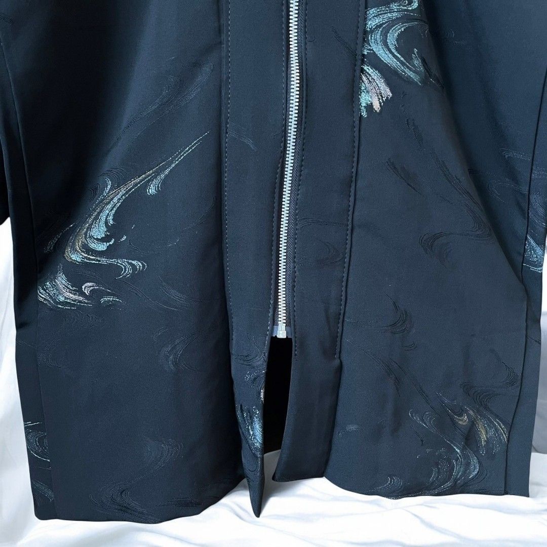 Hoodie Parka Kimono Obi Zip Women's Men's Oversized Remake Kimono Hoodie Black Recollect Ariake Garden Store