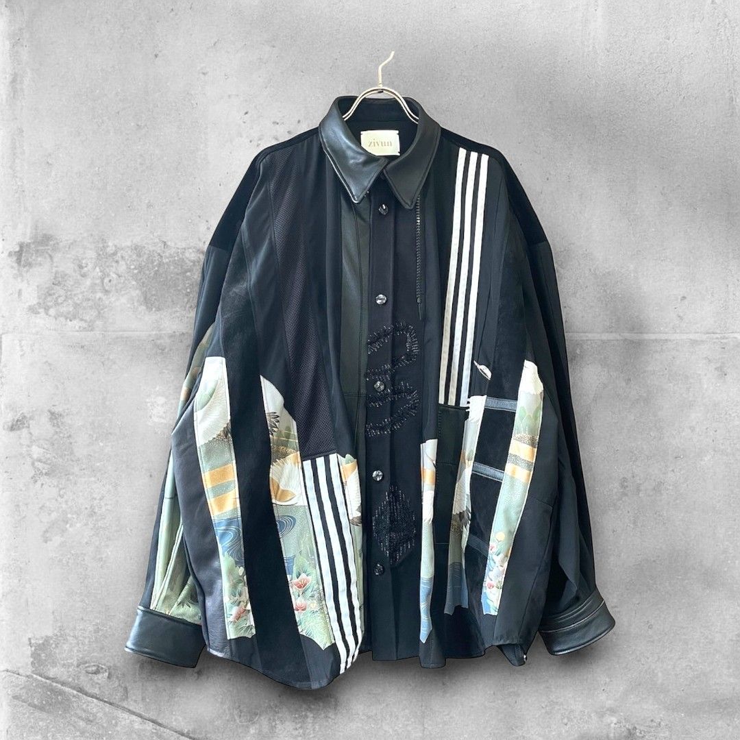 kimono rebuild shirt 有明ガーデンrecollect店 着物 シャツ オーバーサイズ 黒留袖 再構築 リメイク remake ks-0002