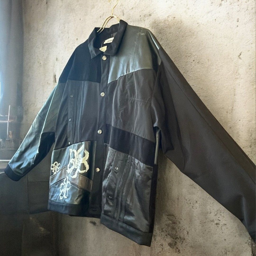 ジャケット メンズ レディース ユニセックス リメイク 再構築 rebuild jacket by Ao Miyasaka コラボ 黒 ブラック ペイント コーチジャケット recollect有明ガーデン店