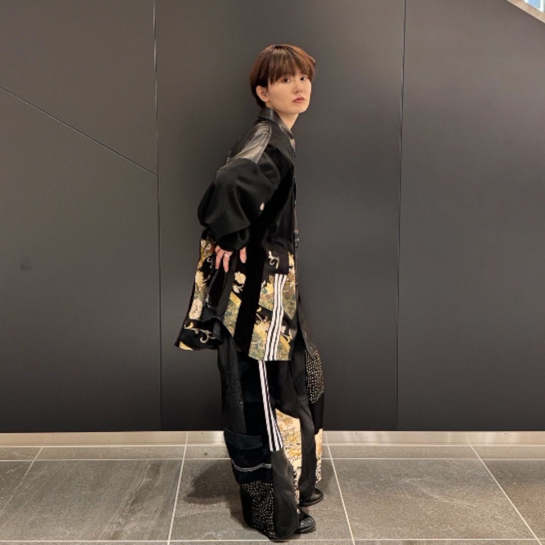 kimono rebuild shirt 有明ガーデンrecollect店 着物 シャツ オーバーサイズ 黒留袖 再構築 リメイク remake ks-0002