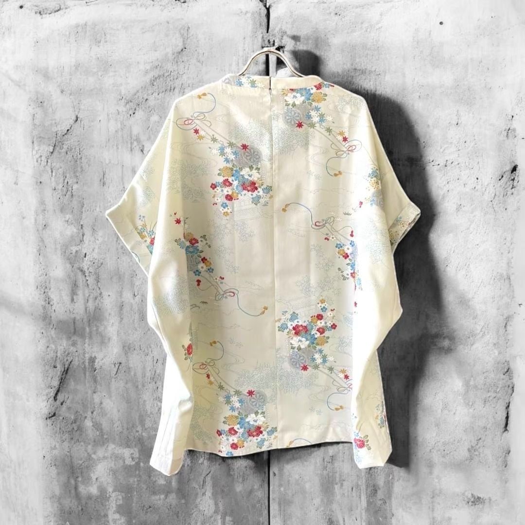 kimono blousse 有明ガーデンrecollect店 ブラウス シャツ 着物 トップス プルオーバー リメイク remake 黒留袖 kb0016