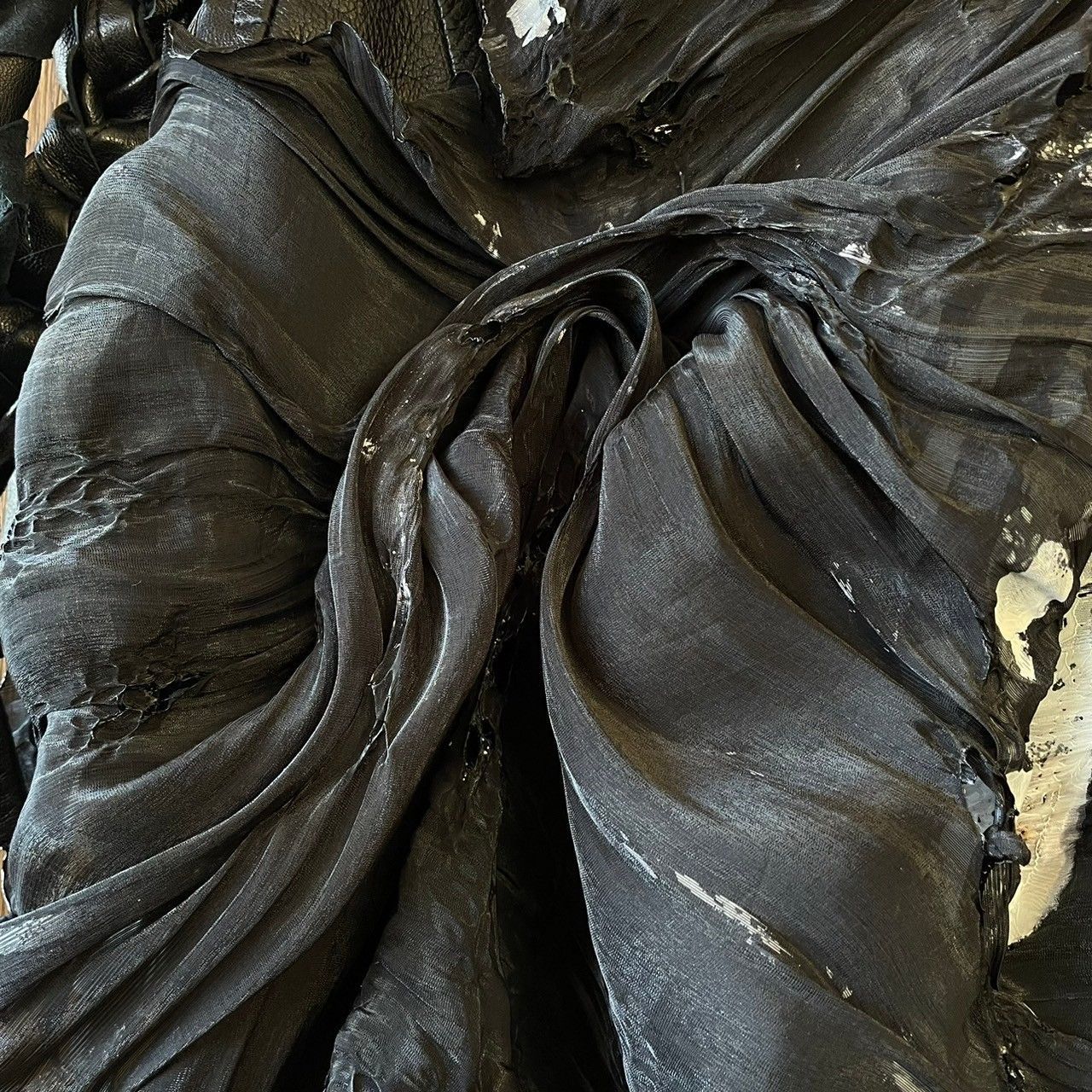 Leather jacket for women, remade, painted, black, Ao Miyasaka recollect Ariake Garden store