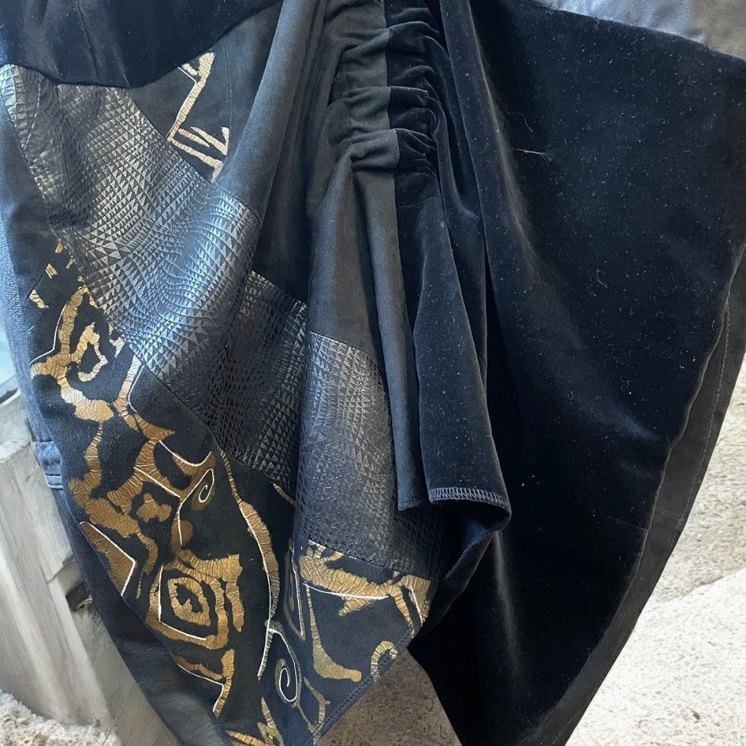 コート ユニセックス メンズ レディース リメイク 着物 帯 黒 ブラック 再構築kimono gown coat recollect有明ガーデン店