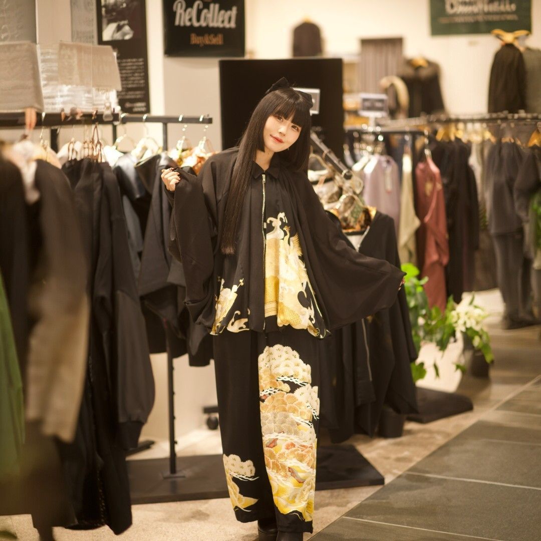 kimono balloon jacket Ariake Garden Recollect store kimono jacket balloon zip up remake blouson