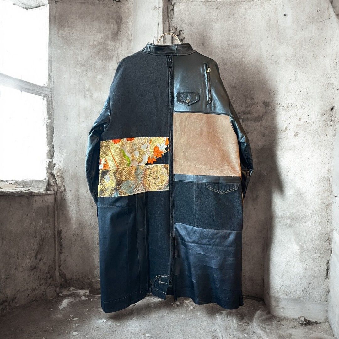 kimono obi leather coat 有明ガーデンrecollect店 着物 帯 レザー コート デニムコート 再構築 リメイク remake kolc0003