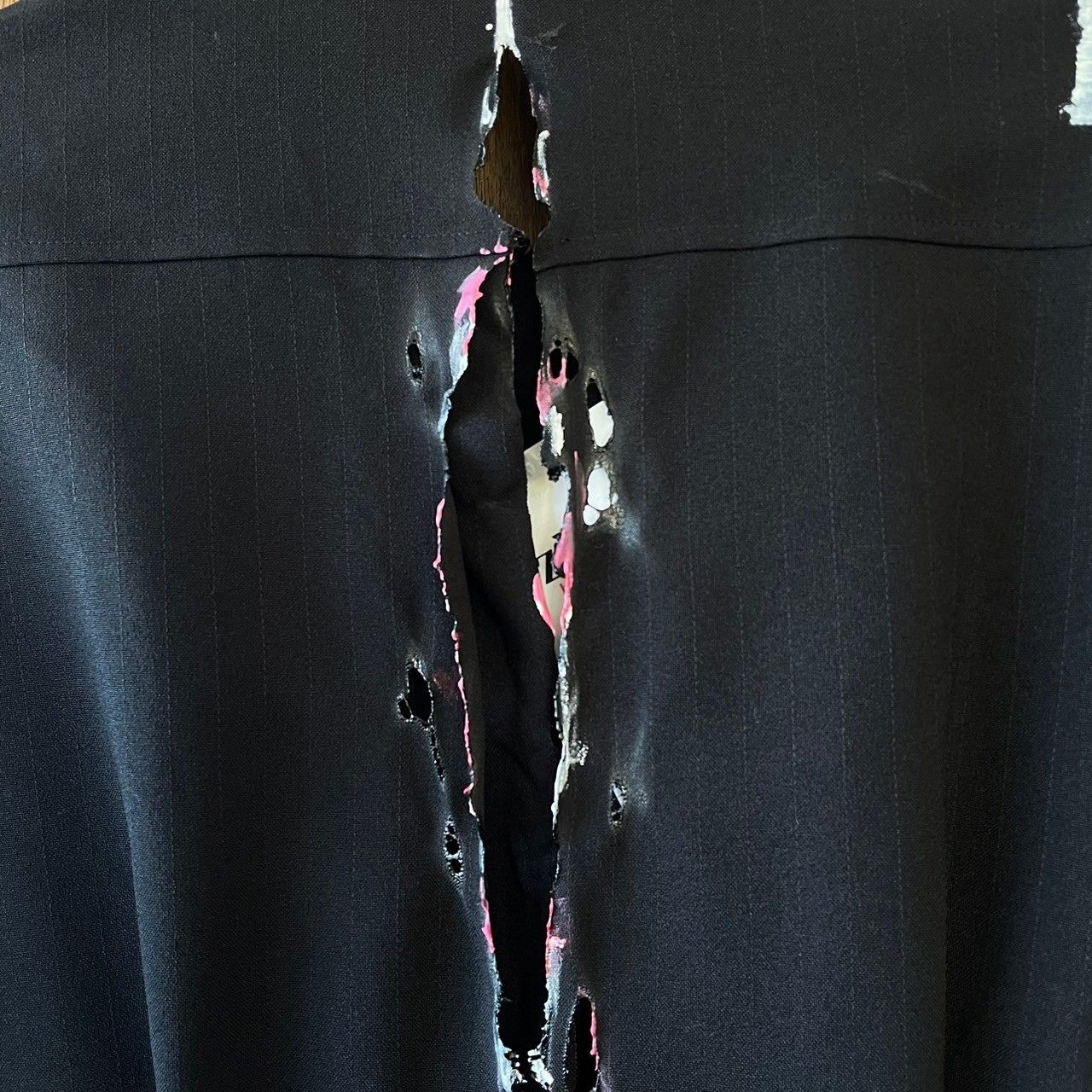 ロングシャツ シャツコート レディース リメイク 黒 ブラック ペイント remake Ao Miyasaka recollect有明ガーデン店