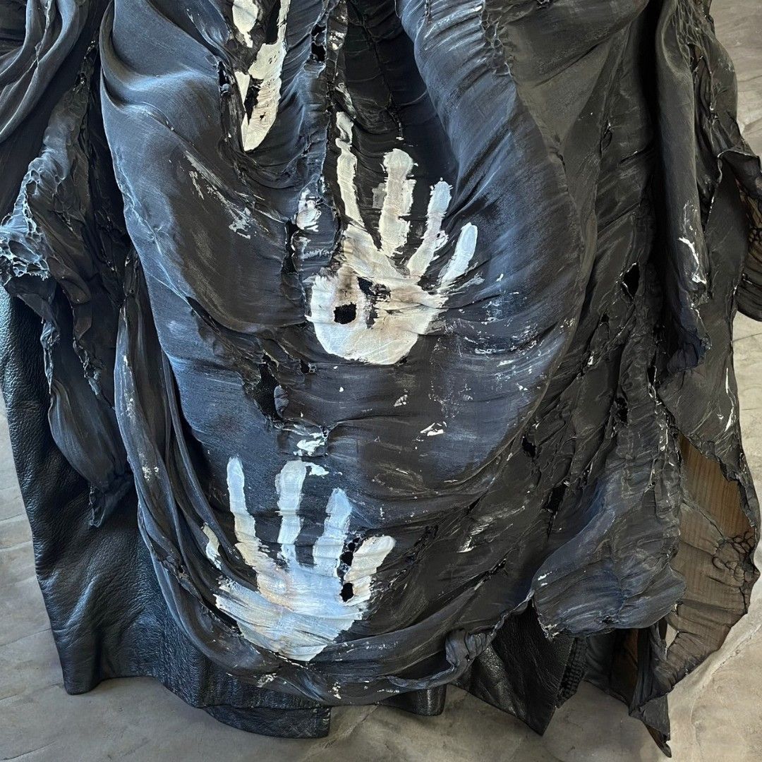 Leather jacket for women, remade, painted, black, Ao Miyasaka recollect Ariake Garden store
