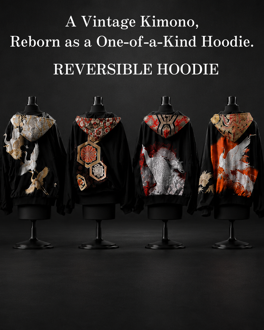 着物リメイクを日常へ。一点物×リバーシブルのVintage Kimono Hoodie