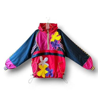 Reconstructed Anorak Hoodie One-of-a-Kind Upcycled Design Vintage Fabric × Color Block zivun