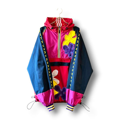 Reconstructed Anorak Hoodie One-of-a-Kind Upcycled Design Vintage Fabric × Color Block zivun