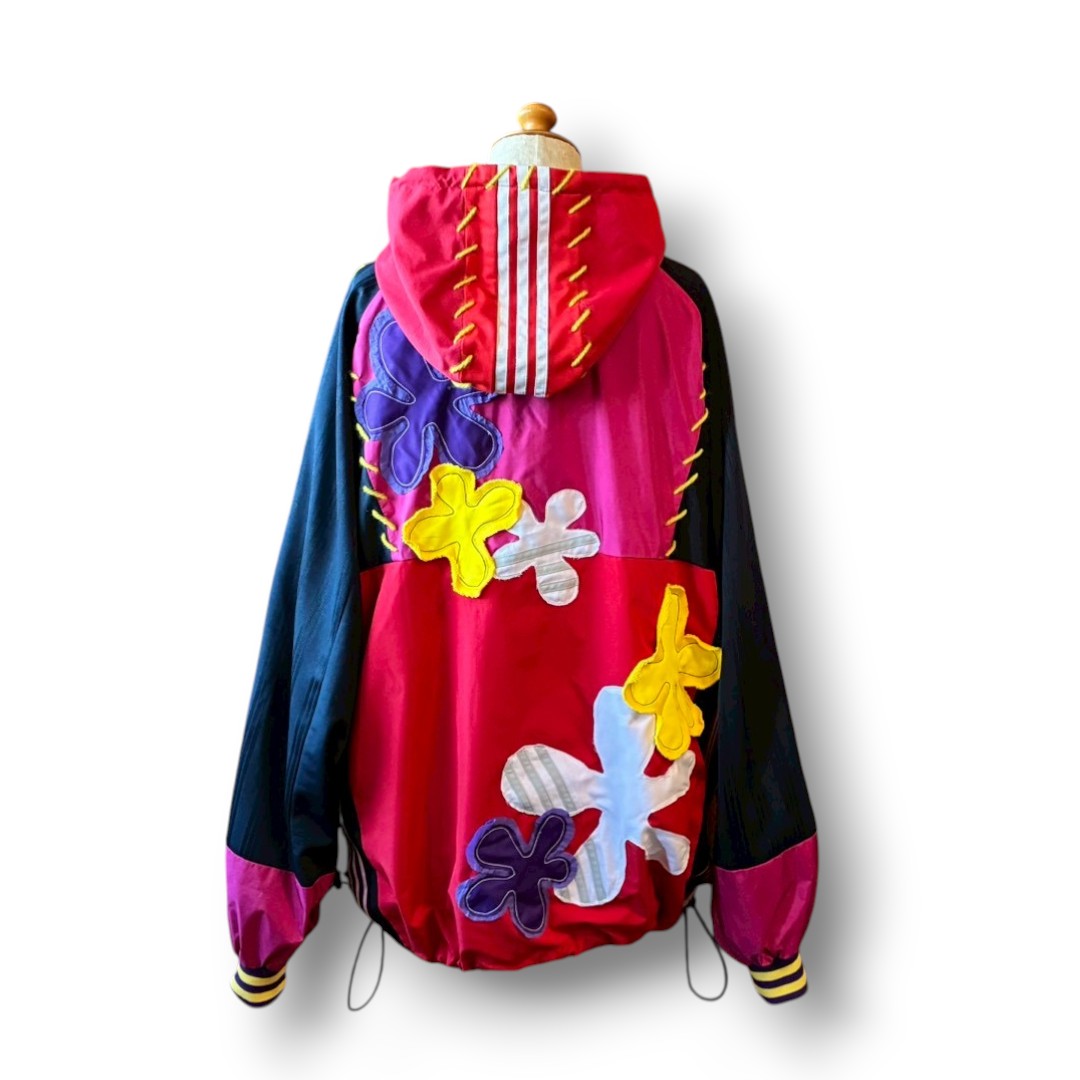 Reconstructed Anorak Hoodie One-of-a-Kind Upcycled Design Vintage Fabric × Color Block zivun