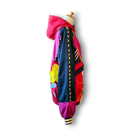 Reconstructed Anorak Hoodie One-of-a-Kind Upcycled Design Vintage Fabric × Color Block zivun