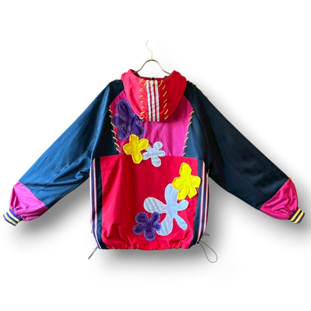 Reconstructed Anorak Hoodie One-of-a-Kind Upcycled Design Vintage Fabric × Color Block zivun