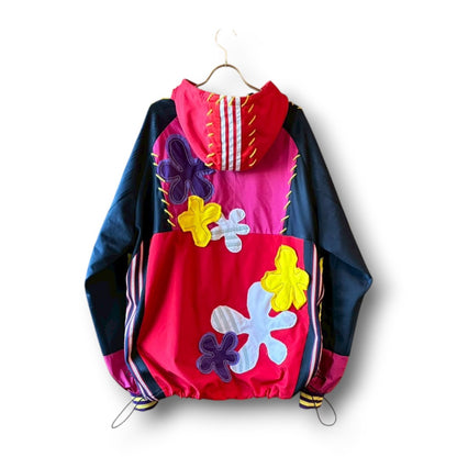 Reconstructed Anorak Hoodie One-of-a-Kind Upcycled Design Vintage Fabric × Color Block zivun