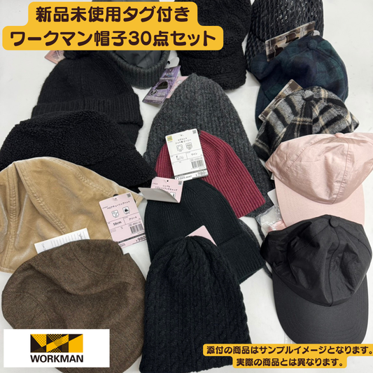 Workman 30-Piece Assortment of Men's Hats, New with Tags, Knit Hats, Caps, and Boa Hats, Mix, Wholesale Set for Resale [OLD FLIP]