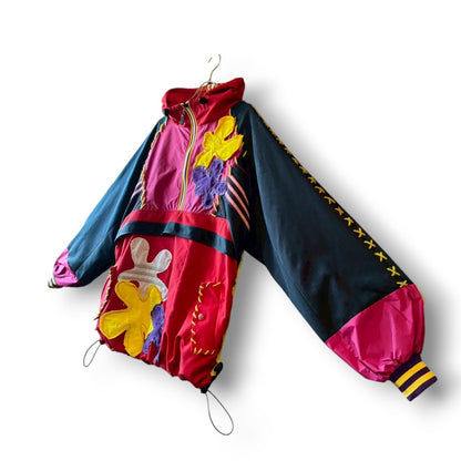 Reconstructed Anorak Hoodie One-of-a-Kind Upcycled Design Vintage Fabric × Color Block zivun
