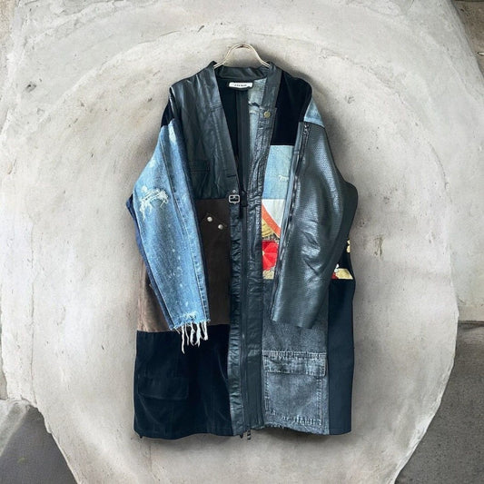 kimono obi leather coat 有明ガーデンrecollect店 着物 帯 レザー コート デニムコート 再構築 リメイク remake kolc0001