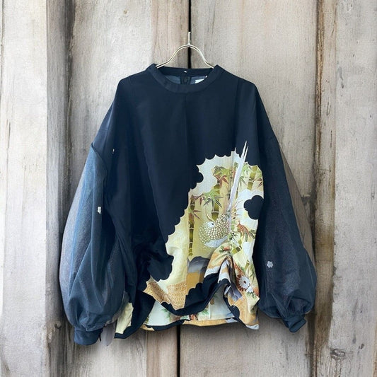 kimono tulle blousse 有明ガーデンrecollect店 着物 ブラウス シャツ チュール 再構築 リメイク remake ktb0009