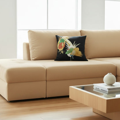 zivun Remade Kurotomesode Cushion Cover | Phoenix Embroidery Japanese Pattern Luxury Interior One-of-a-Kind 50x50cm【OLD FLIP】