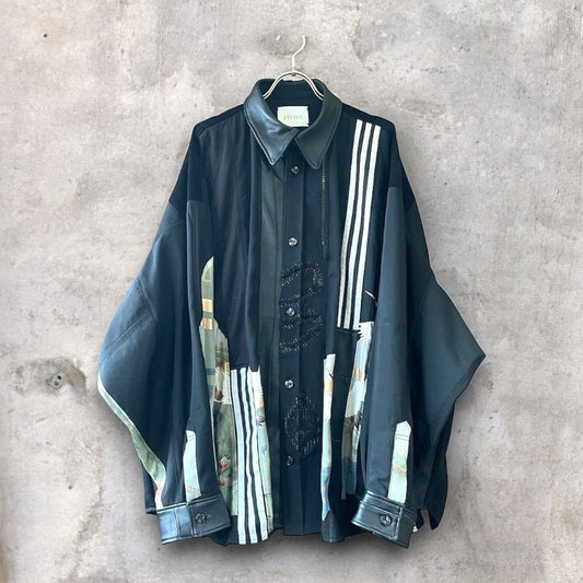 kimono rebuild shirt 有明ガーデンrecollect店 着物 シャツ オーバーサイズ 黒留袖 再構築 リメイク remake ks-0002